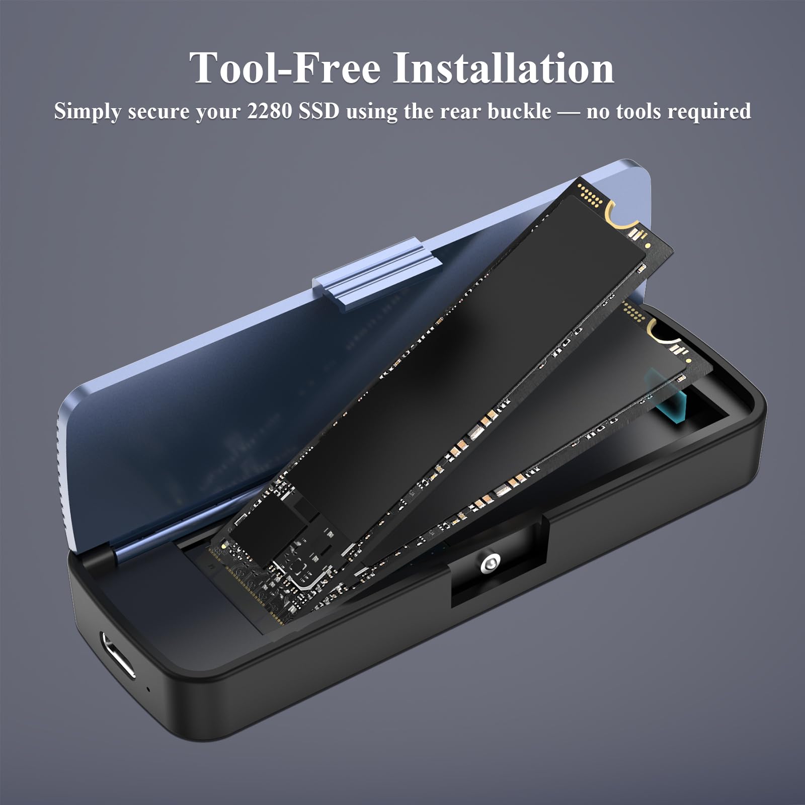 Enclosure NVMe, installazione senza attrezzi, adattatore PCIe M.2 M.2 Gen 2 (10 Gbps) a M.2 NVME M-Key/(B+M) Key PCIe M.2 Supporto UASP e Trim, per SSD 2230/2242/2260/2280