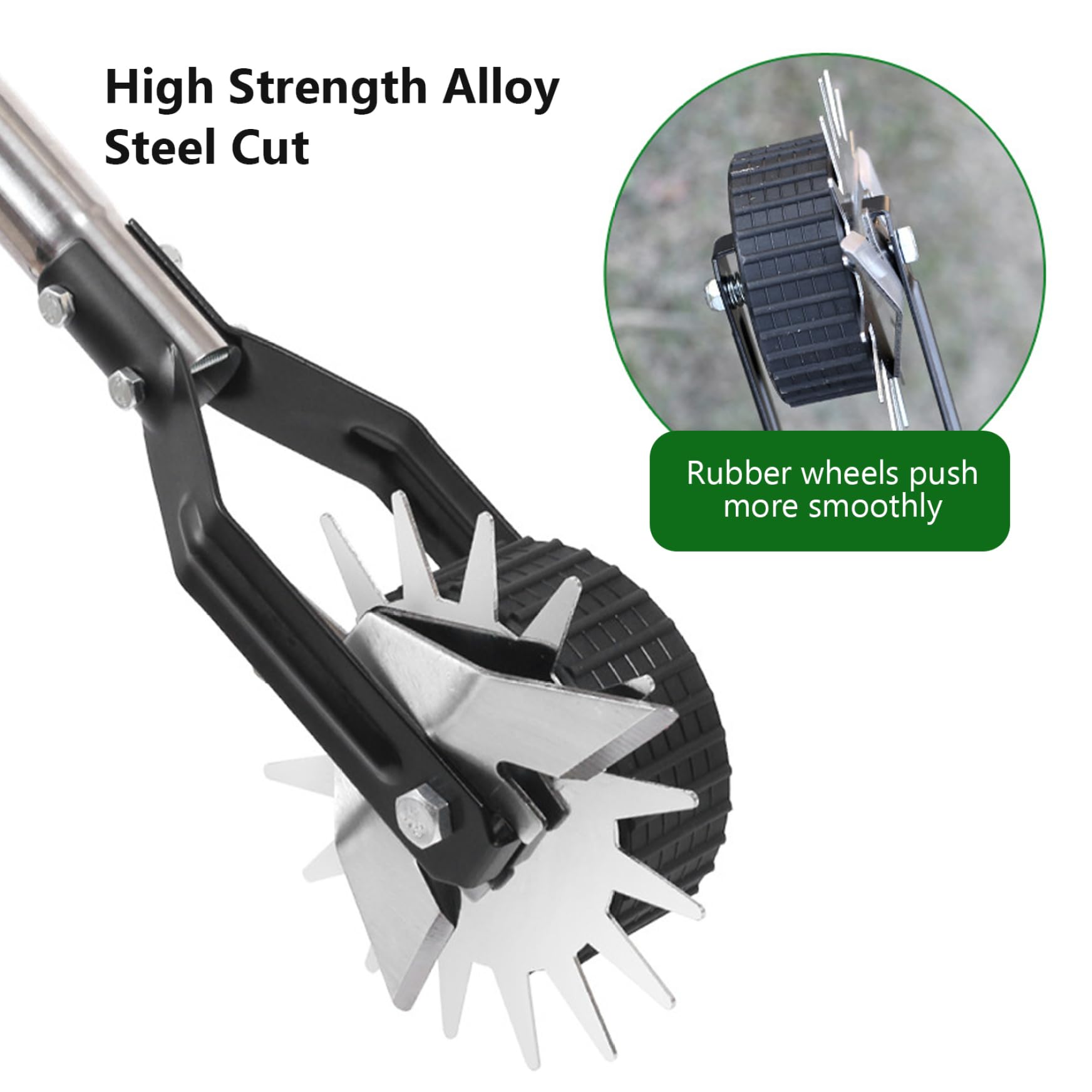 Herramienta de césped de Edger, Edger manual manual de 53.2 pulgadas con 3 secciones Mango de acero inoxidable, Herramienta de paseos de hierba giratoria con rueda, borde de jardín para el patio de l