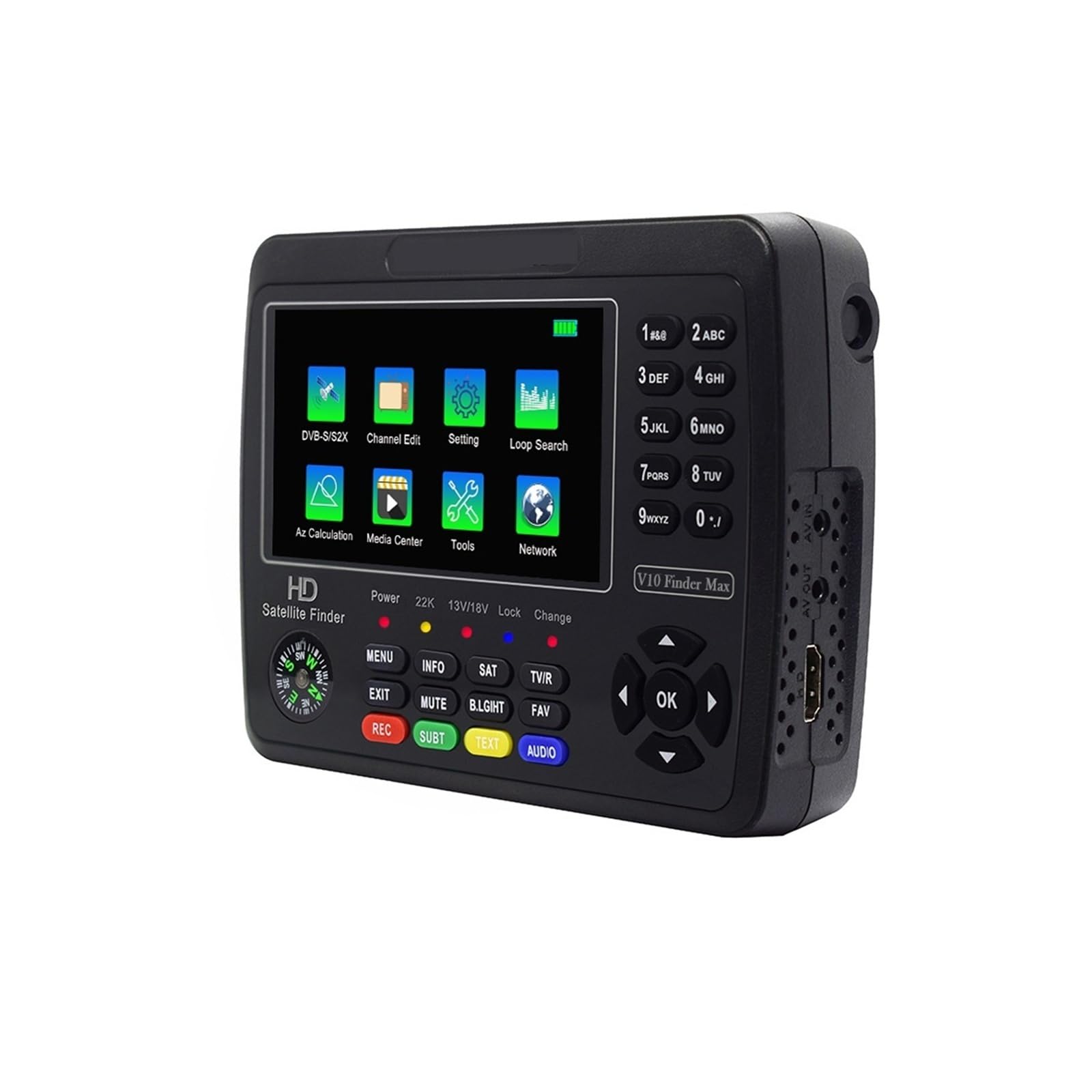 V10 satelitarna wyszukiwarka telewizji DVB-S/S2/S2X cyfrowy miernik sygnału odbiornik z 4,3-calowym wyświetlaczem LCD Wyczyść wyświetlacz(V10 MAX)