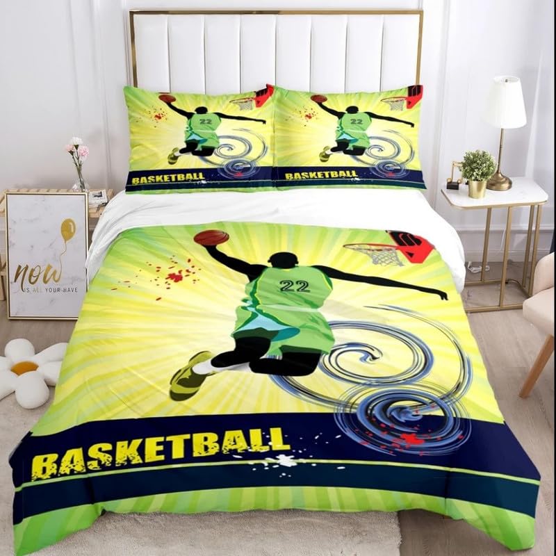 Funda nórdica de baloncesto verde 155x220cm el regalo de cumpleaños infantil ideal