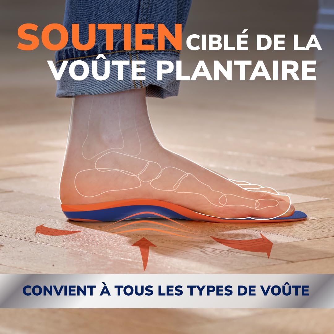 Dr. Scholl’s Semelles Orthopédiques Advanced Hommes/Femmes, Pour Chaussures de Travail et Bottes, Soulagent la Fasciite Plantaire, Soutiennent voûte et pieds plats, Absorbent les chocs, jusqu’à 150kg