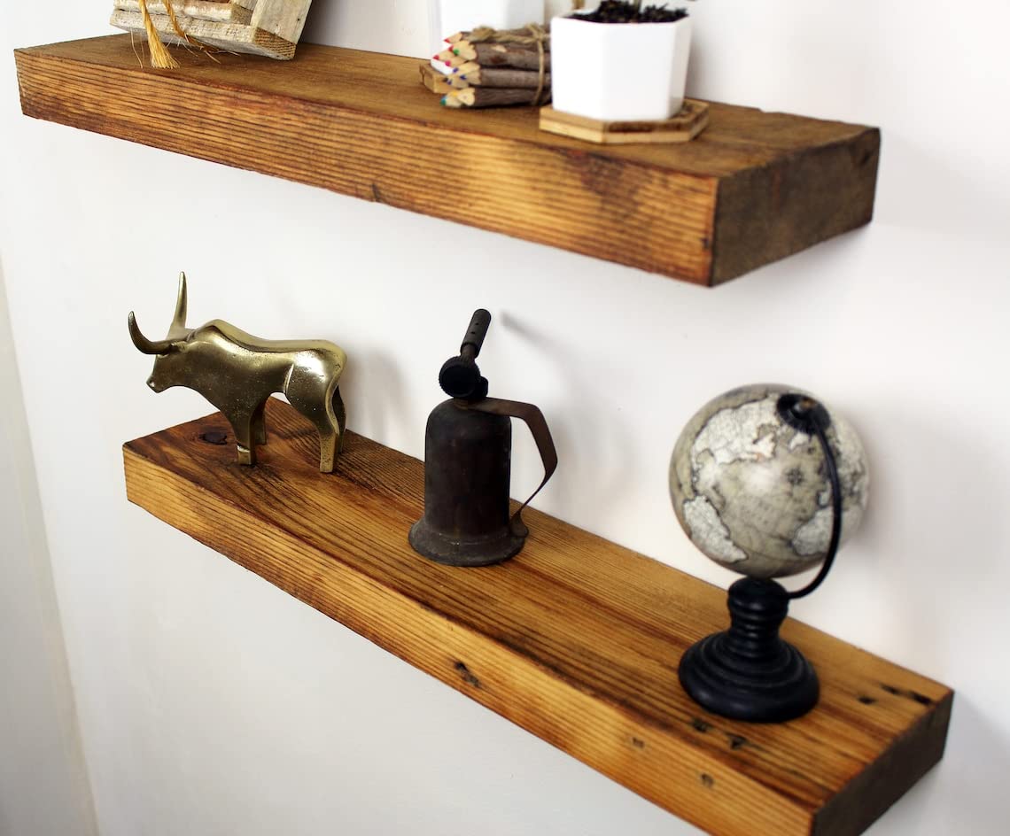 Modern Timber Craft Reclaimed Wood Wall Shelves | Rustic | Set of 2 (24
