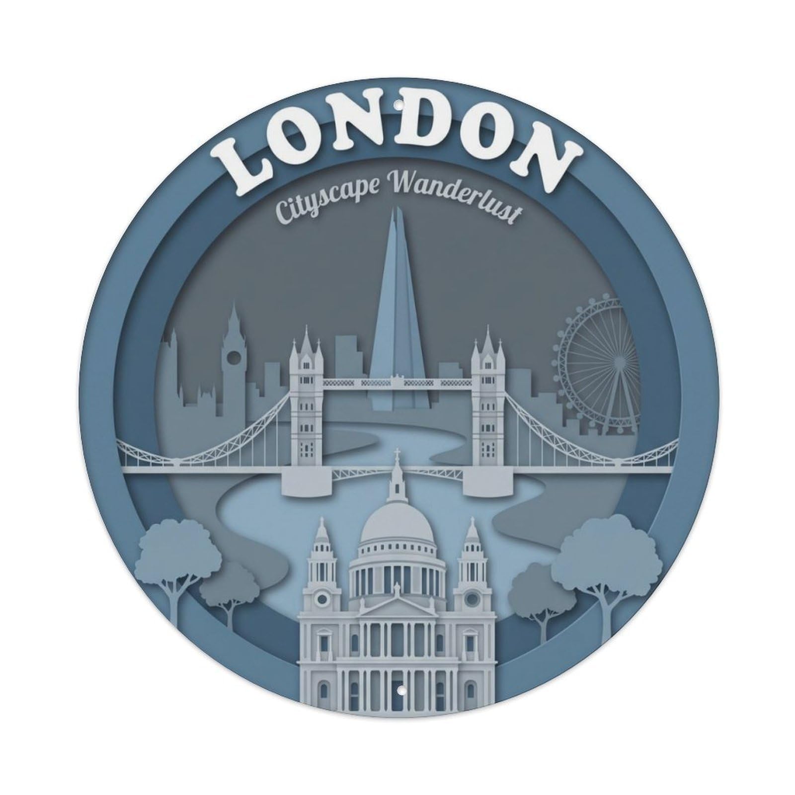Fqcyn Style Vintage Travel London Cityscape Wanderlust Metal Tin Sign