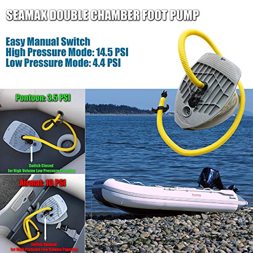 Seamax 9L Foot Pump With Double Chambers, High Volume And High Pressure, Max 15 Psi For Inflatable Boat And Sup #TOP6