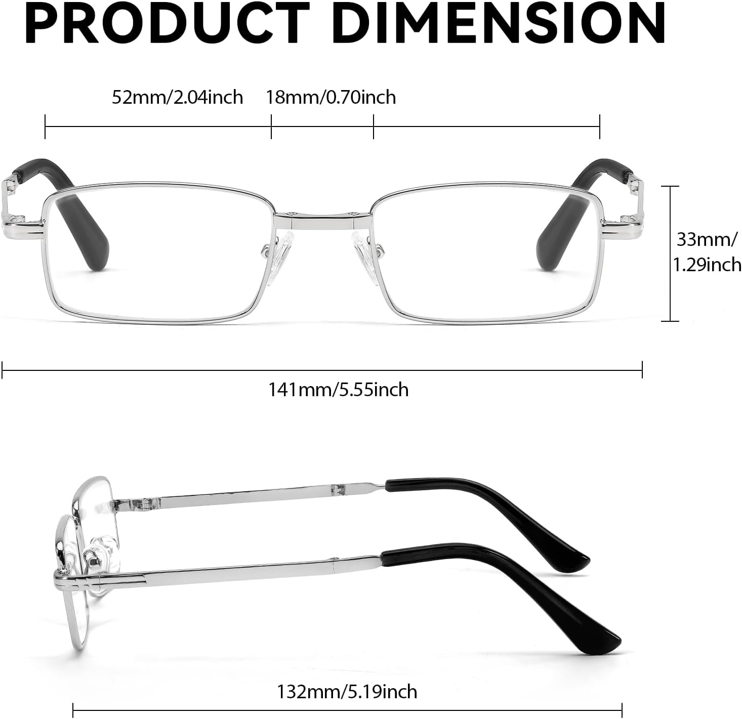 VIEWBETTER Real Glass Lens Foldable Reading Glasses for Men Women - Natural Crystal Stone Clear Foldable Readers VB2210