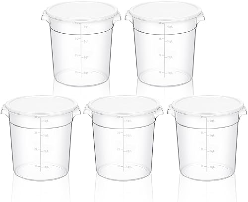 Contenedor de almacenamiento de alimentos de 4 cuartos de galón con tapas para prueba de masa y pan, recipiente redondo transparente para