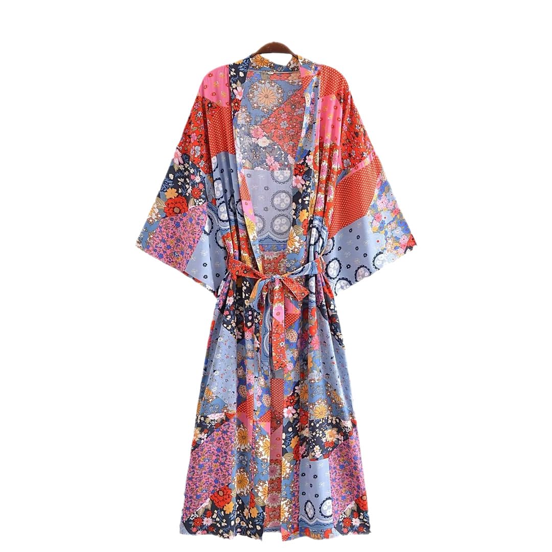 Vintage boho kimono szlafrok nietoperz rękaw strój plażowy Mujer Cover Ups