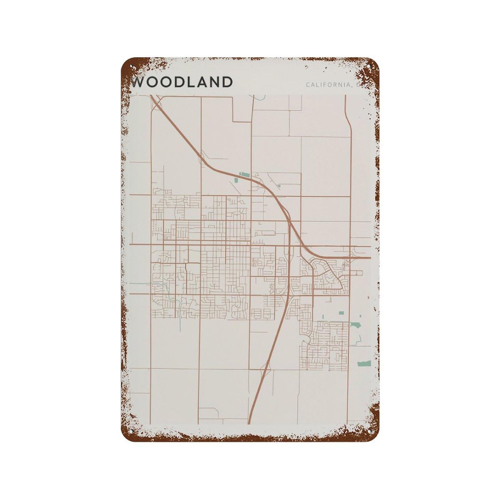 xiaoxiaoshen Woodland Map California Travel Gift Farmhouse Decor Dorm Wall Decor Art Metal Tin Poster Modern Home Decor Art Home Bar Shop Decorations Vintage Sign 30x20cm