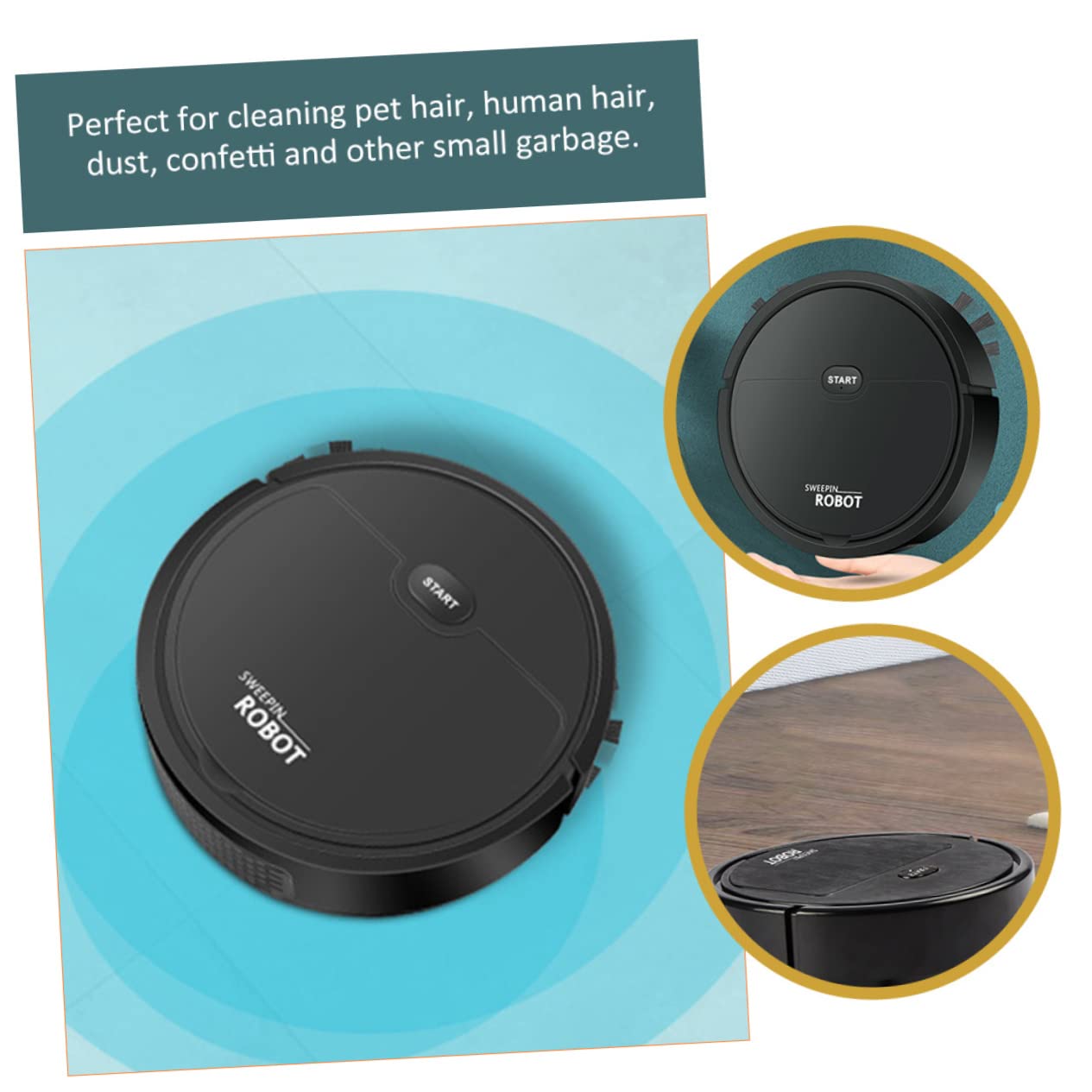 Holibanna Kleiner Staubsauger Roboter mit Wischfunktion Flacher Kehrroboter aus Kunststoff 1200mah Akku für Tierhaare und Staub im Haushalt
