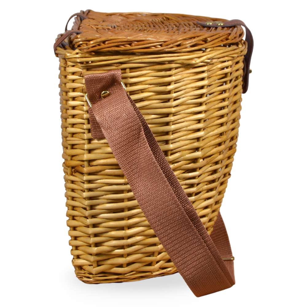 Cesto cestino Stive in vero Vimini con Coperchio e Tracolla 36 x 21 x h 30 cm