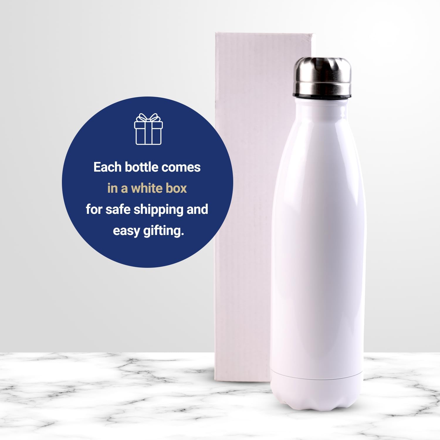 500ml (17oz) Double Wall Stainless Steel Sublimation Water Bottle with Leak-Proof Cap, Vacuum Insulated Cola Shape - Oven and Heat press Compatible - Keeps Drinks Hot or Cold (6 Pack)