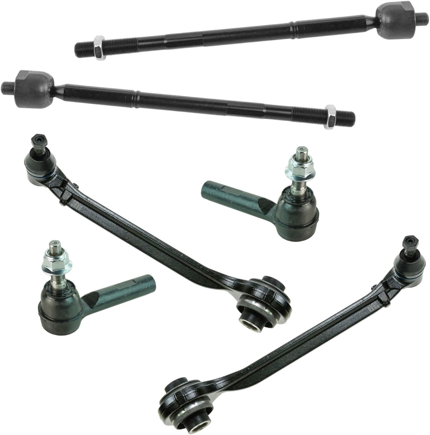 TRQ Front Steering & Suspension Kit Control Arm with Ball Joint Tie Rod Compatible with 2012-2014 Chrysler 300 2011-2018 Dodge Challenger 2012-2018 Charger