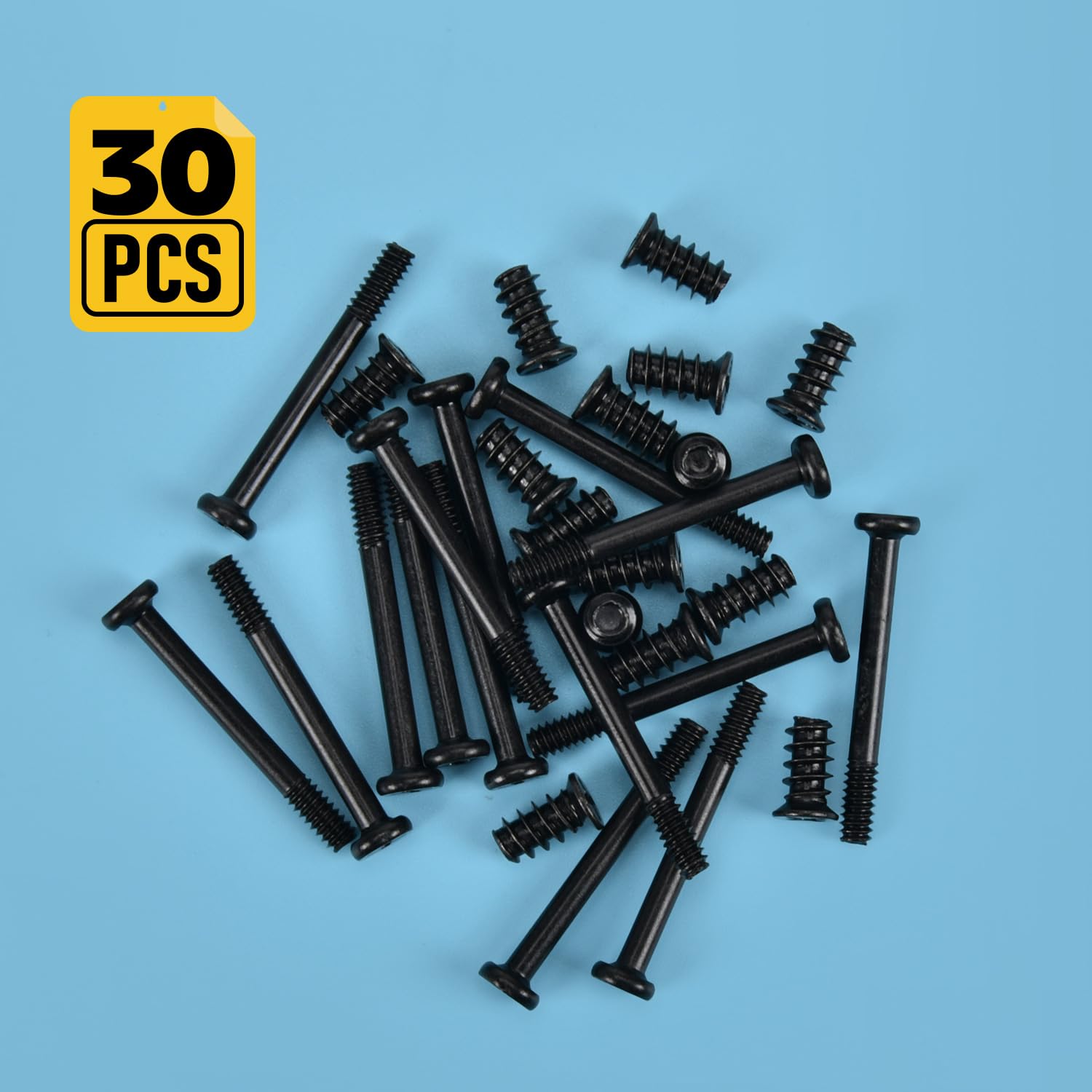 30PCS PC Case Fan Screws Kit for Computer Cooling Fan Mount with Long & Short Tapping Stainless Steel Screws (M5x10mm 15 Pcs / #6-32x30mm 15 Pcs)