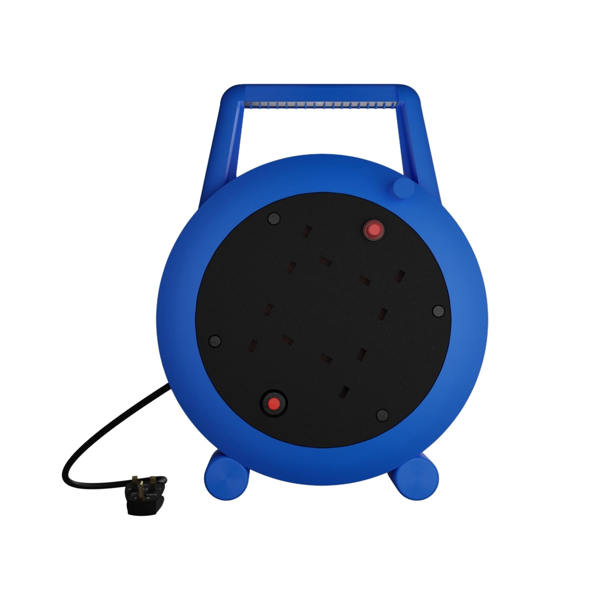 CONNEXION 10m Extension Lead Reel, 4 Way 13 Amp Sockets, 240V Extension Lead, Heavy Duty Cable, 240V Portable Cord Reel, 13 Amp Plug with Thermal Cutout for Overload Protection and Power Indicator