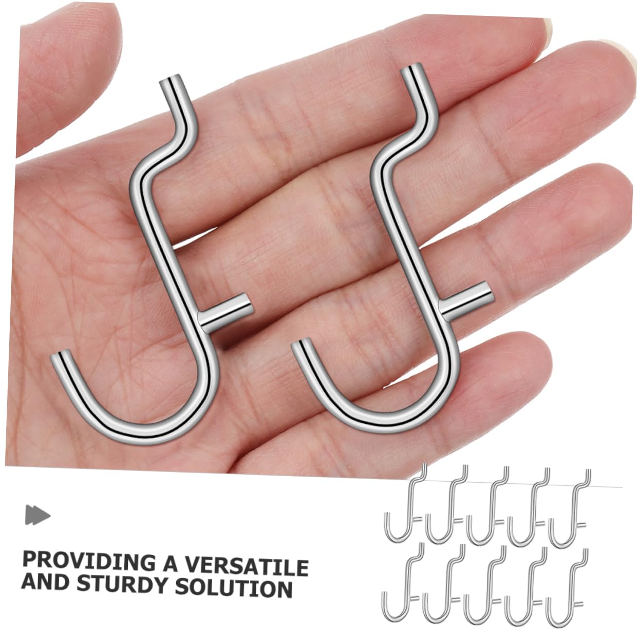 WOONEKY Garage Pegboard Hooks Set 10 Pack Large Metal Hooks for Tool Organization Slat Wall Hooks Easy Install Constructi