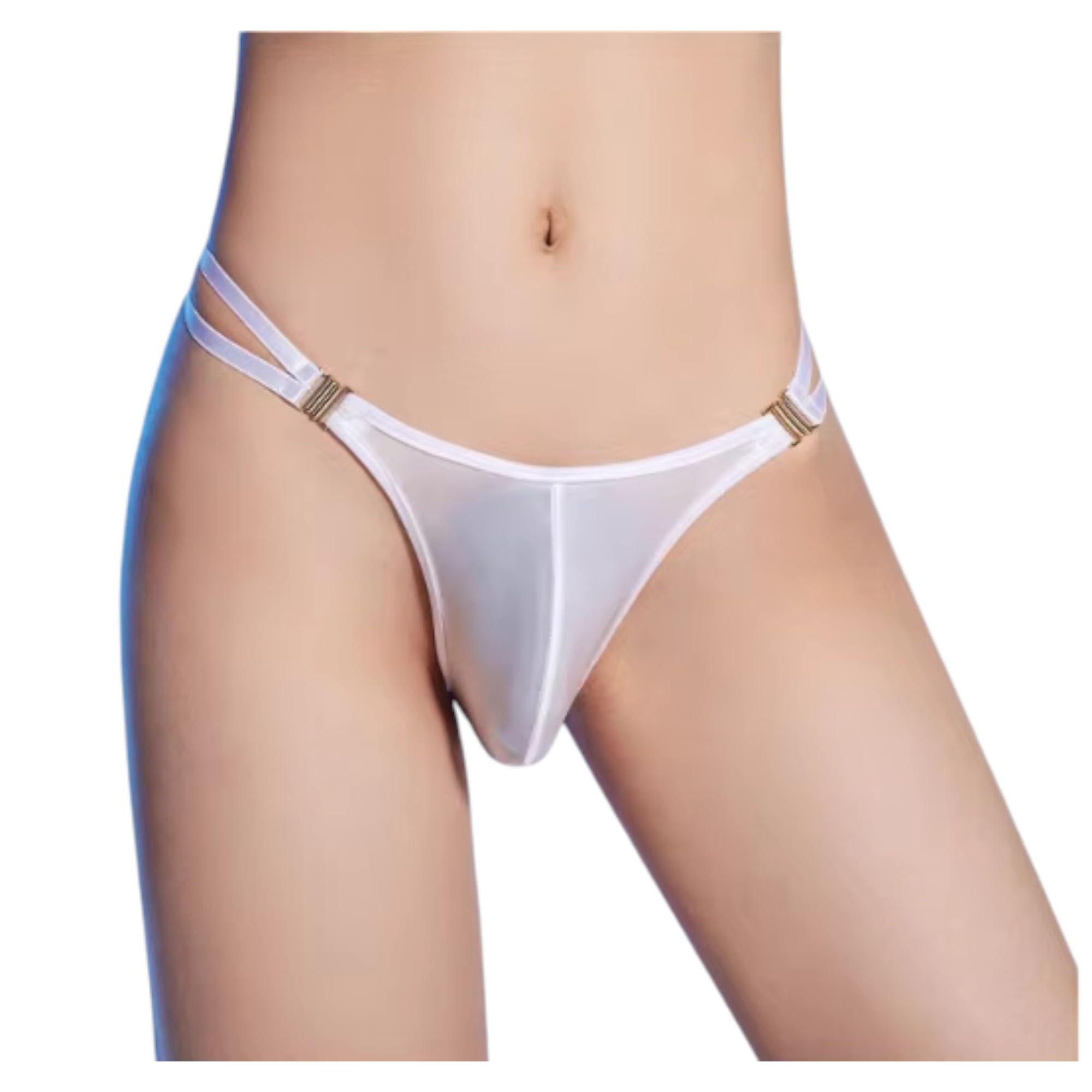 Men's Sissy Panties Femboy Thong Underwear Jockstrap Lingerie for Cross-dressers: White
