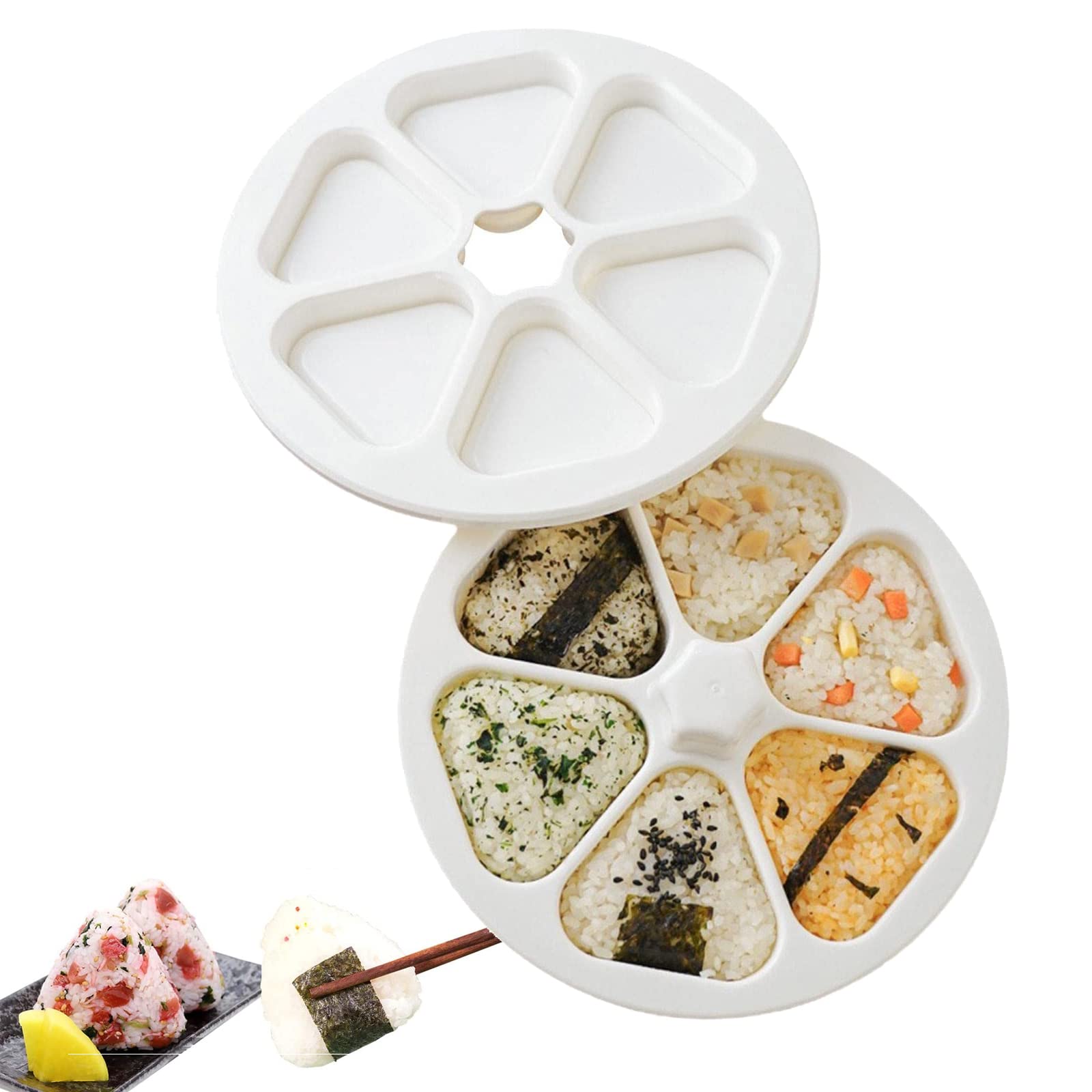 Sponsored Ad – Azonee DIY Triangle Sushi Mold, Rice Ball Maker, Food Grade BPA-Free Onigiri Mold - Make Up to 6 Balls at Once Easily and Quickly