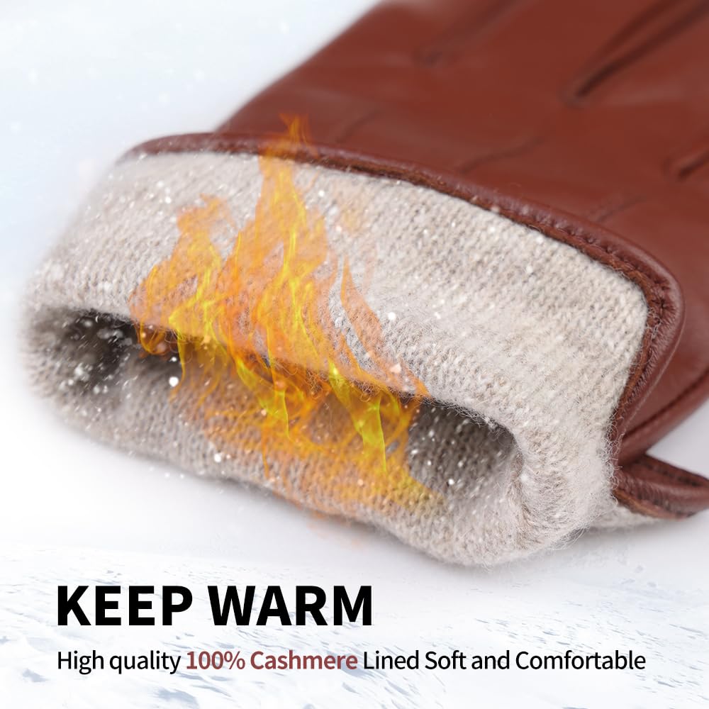 MGGMOKAY Guanti invernali da uomo in pelle Guanti da equitazione in morbida pelle di pecora foderati in cashmere caldo