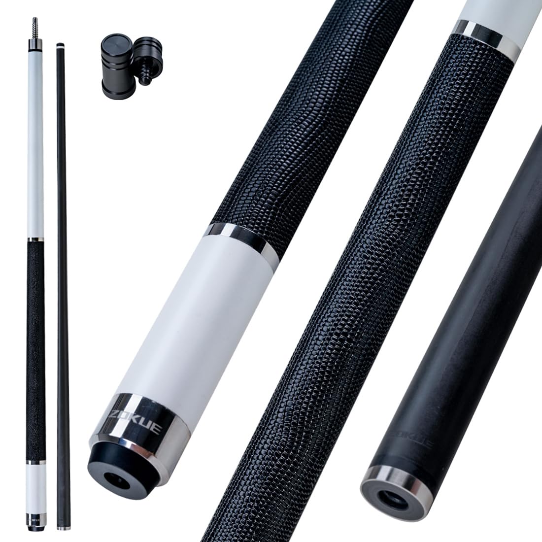 ZOKUE Elite Series Carbon Fiber Pool Cue Stick Low Deflection Full Carbon Technology Cue Stick for Beginner Primary Pool Stick with 12.5mm Tip (Easy to Control Powerful and Precise Pro Taper)