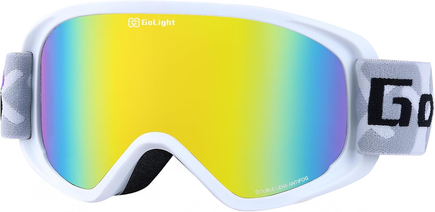 GoLight Youth, Teen & Small-Face Adult Ski Goggles – Safe Fit for Small Faces, Anti-Fog Lens & UV400 Full Protection