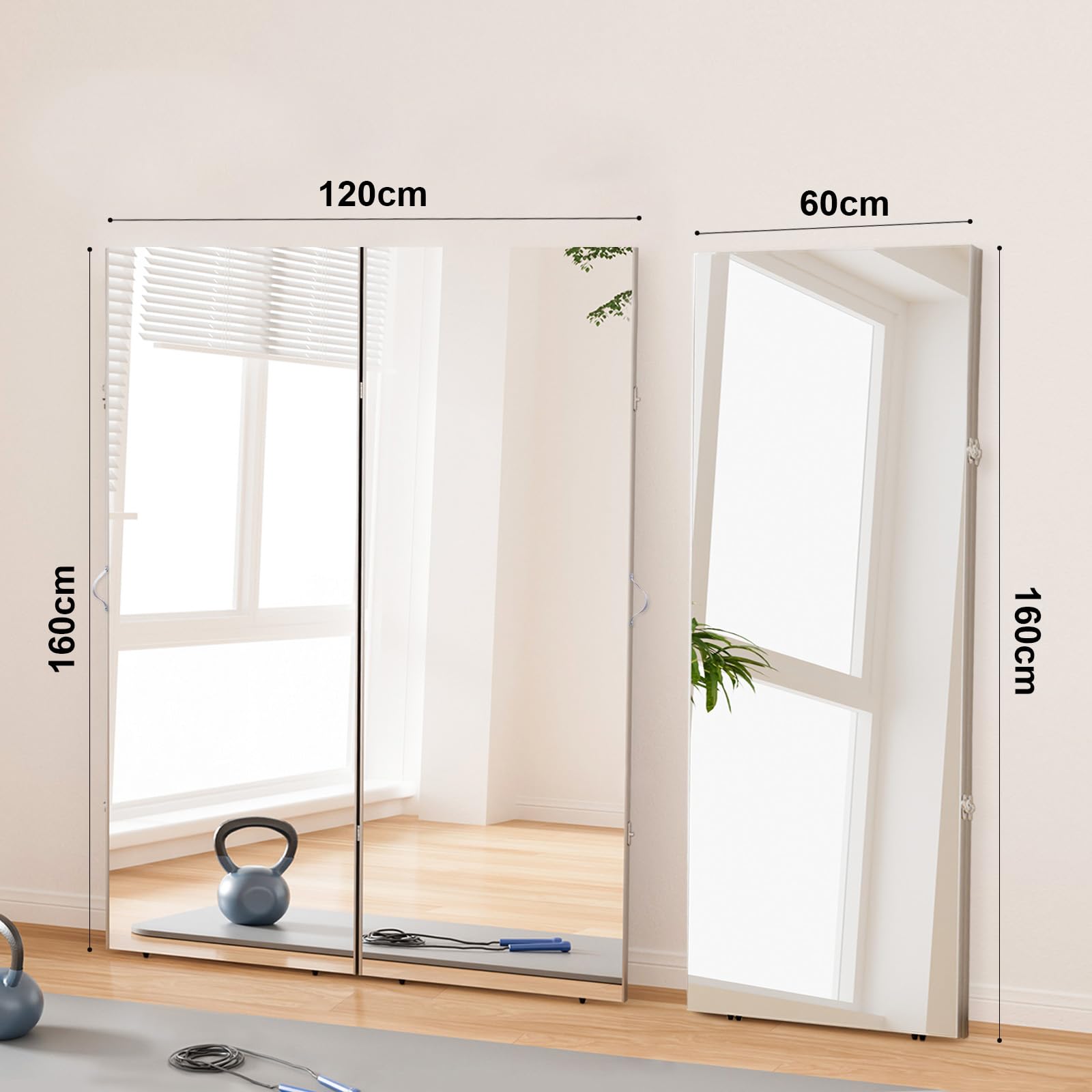 ダンスミラー 全面鏡 割れない鏡 全身 折り畳み 160x80cmx2枚（銀） Amazon.co.jp: Lalaspace ダンスミラー 割れない 160cm 180度