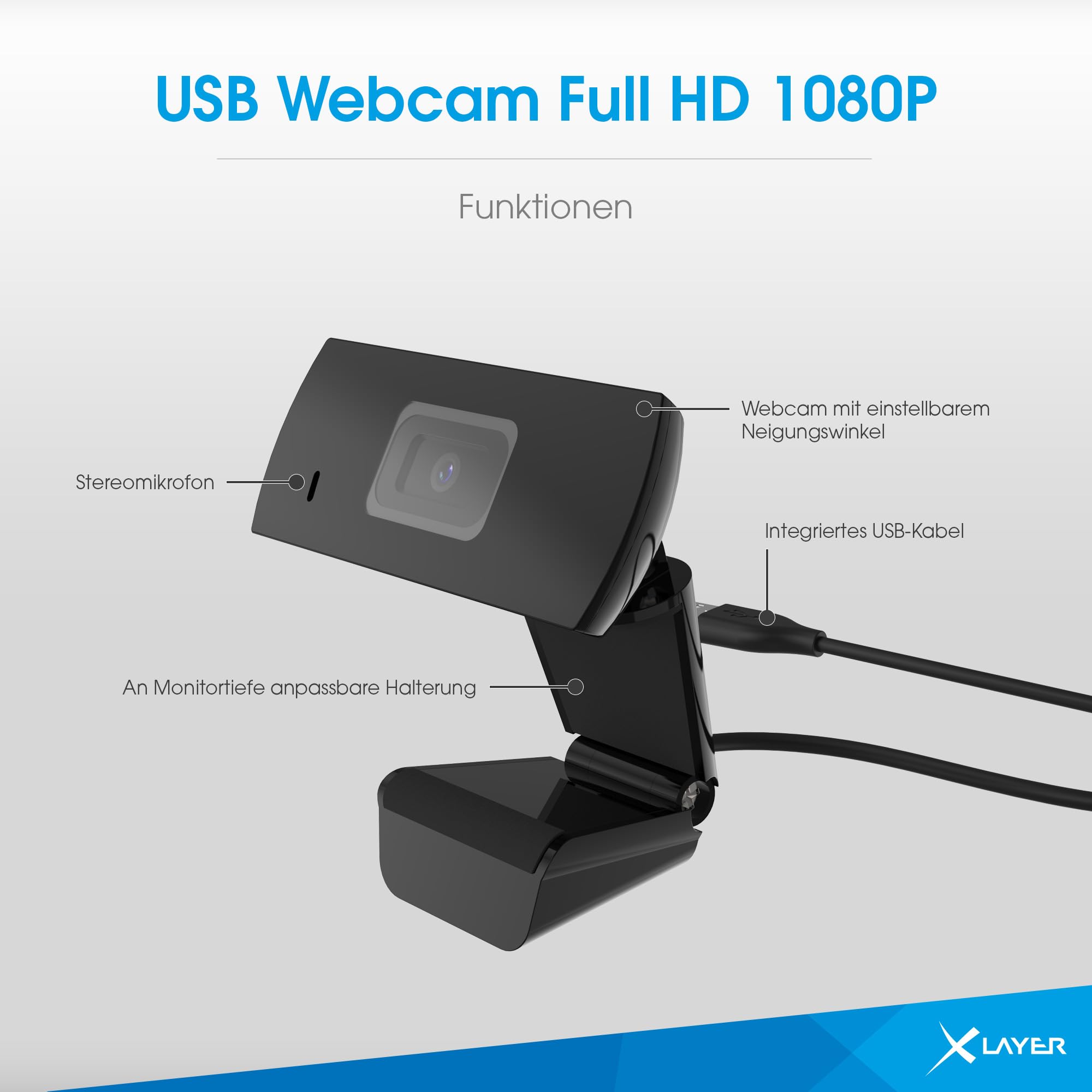 Xlayer Kamera internetowa USB Full HD czarna