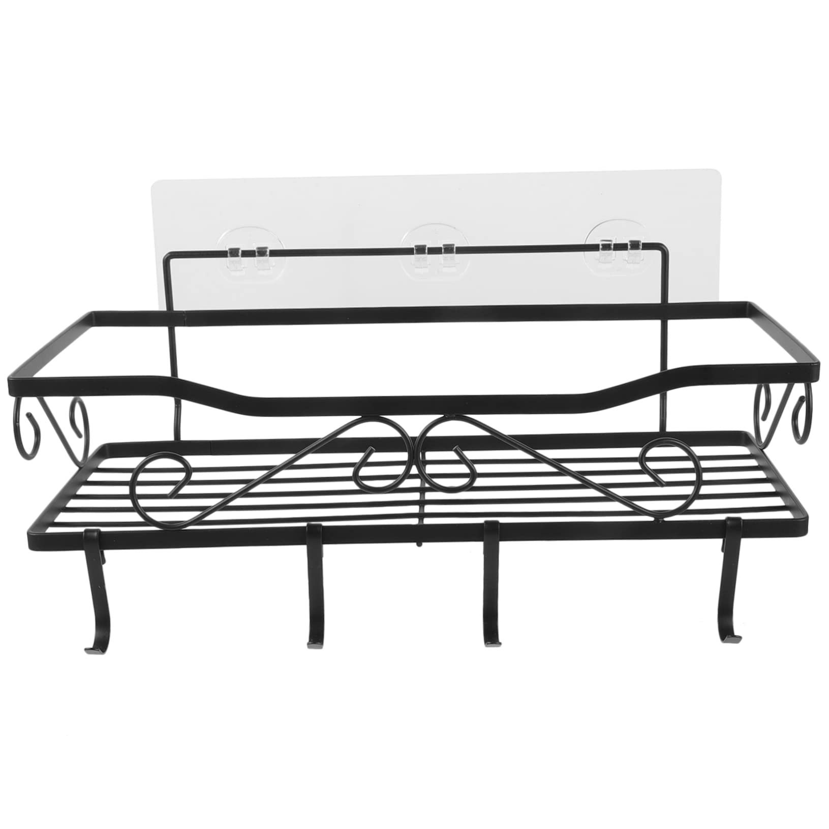 PRETYZOOM No Drill Shower Shelf Iron Wall Mounted Bathroom Storage Rack Adhesive Hooks Kitchen Spice Organizer Waterproof Shower