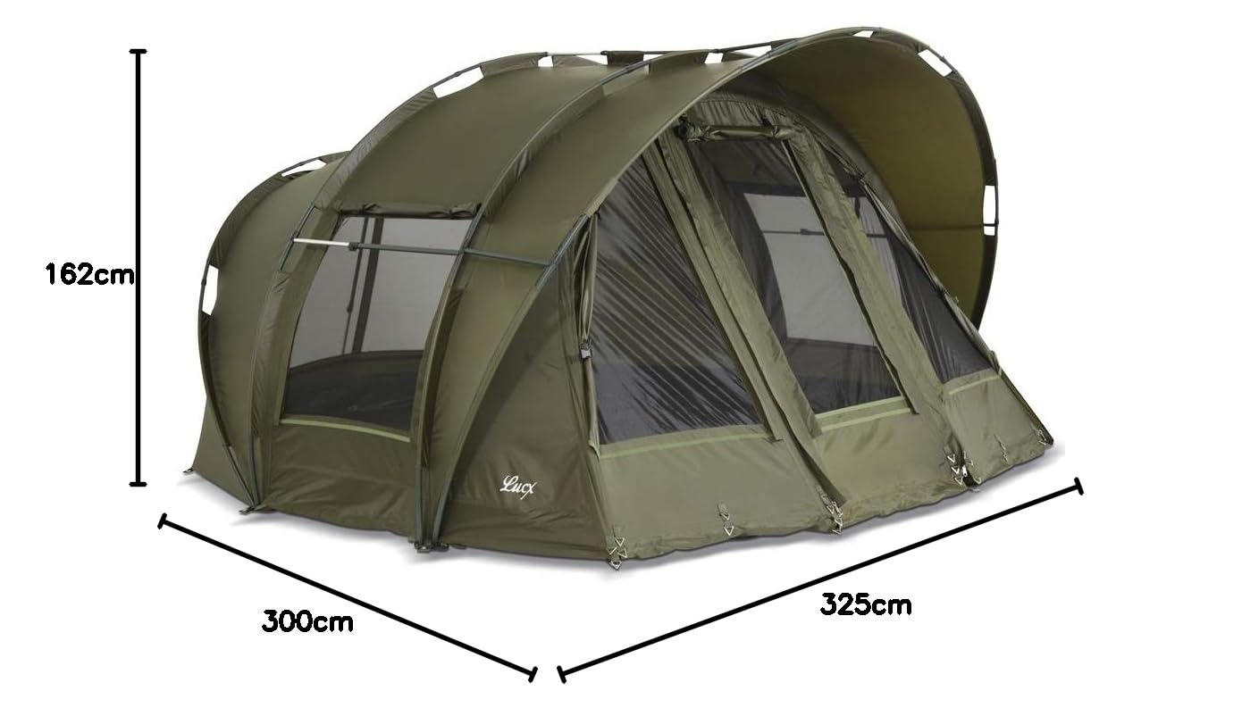 Carpa de pesca Lucx® Leopard Bivvy + Winterskin para 2 o 3 personas + tienda de campaña para 2 a 3 personas + tienda de pesca envolvente con cúpula para carpas + tienda de campaña de piel