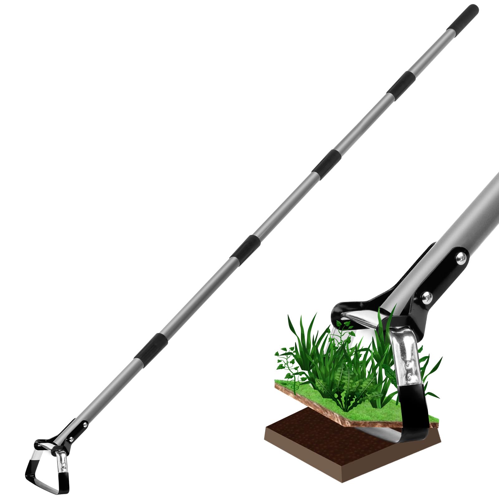 Walensee Action Hoe for Weeding Stirrup Hoe Tools for Garden Hula-Ho with Adjustable 72 Inch Scuffle Loop Hoe Gardening Weeder Cultivator, Sharp Durable Metal Handle Weeding Rake with Cushioned Grip