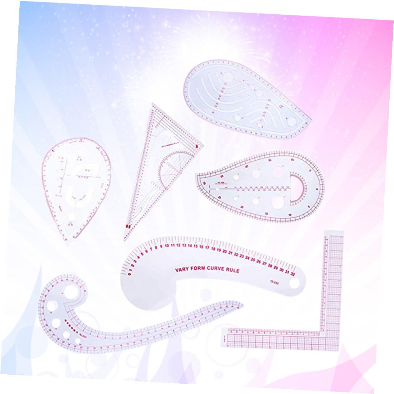 PLAFOPE 7 piezas Kit de Reglas de Costura para Patchwork y Confección Acrílicas Multifuncionales para Medir con Alta Precisión para Diseño de Ropa y Manualidades DIY Casa