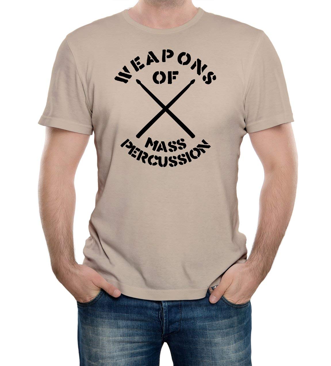 Reality Glitch Men's Sand Weapons Of Mass Percussion Funny Cool Drummer Or Musician Gift T-Shirt (Large, )