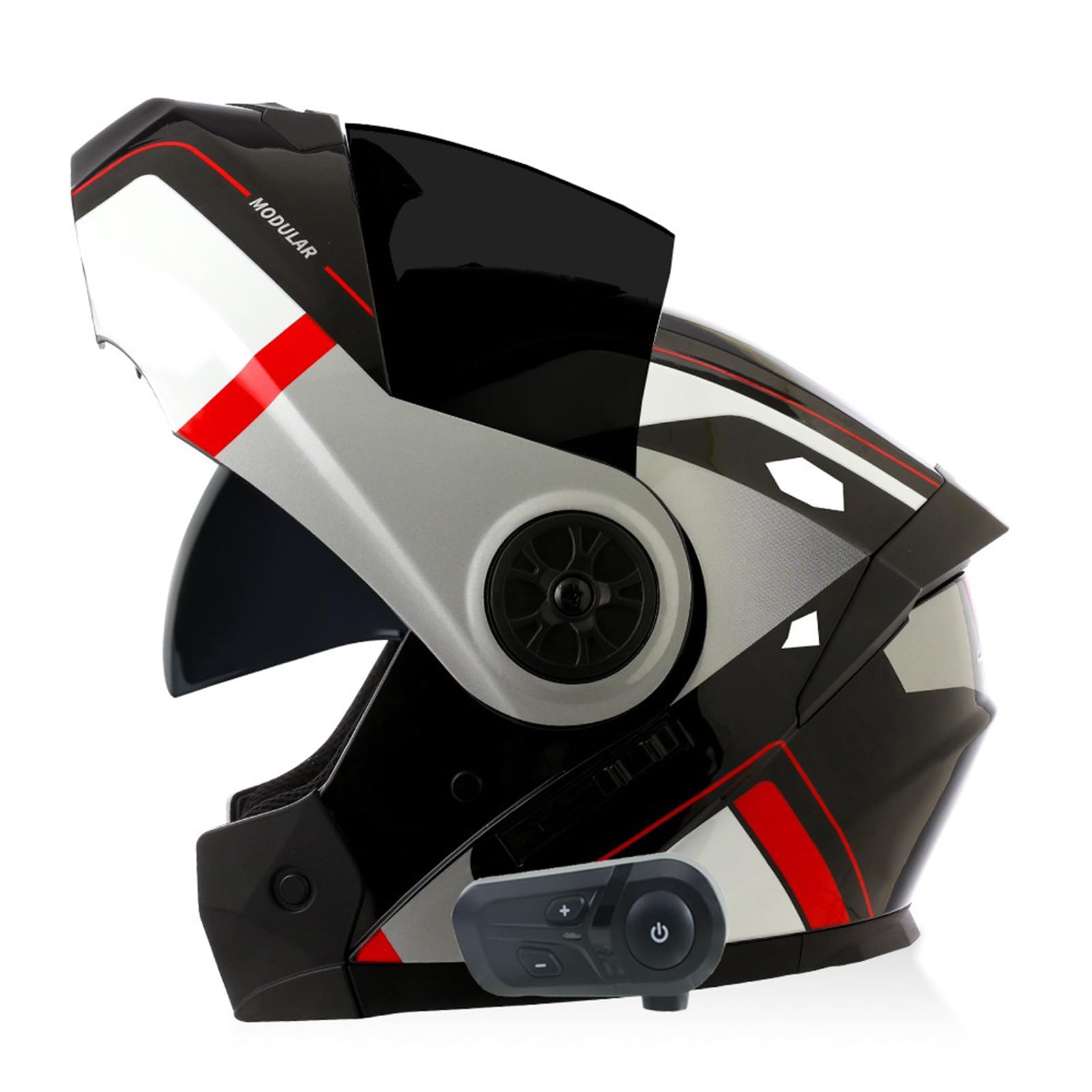 Casco Moto Modulare Integrato Bluetooth Casco da Moto Integrato Omologato ECE Doppia Visiera Caschi Moto Integrale Antivento per Adulti Uomo Donna