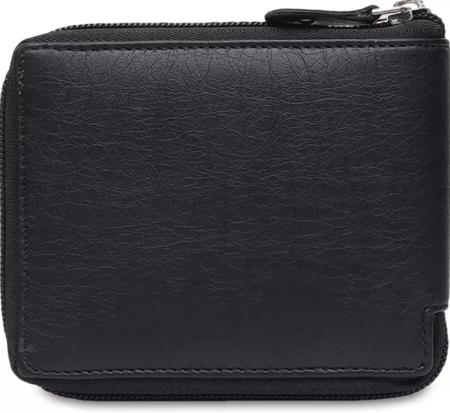 WILDEMART Men's Stylish Wallet Personalised Mens Purse with Name with Zipper Black .Bi-Fold Wallet - Card Slots, 1 Card Case, Coin Pocket, Hidden Pockets.-image-18