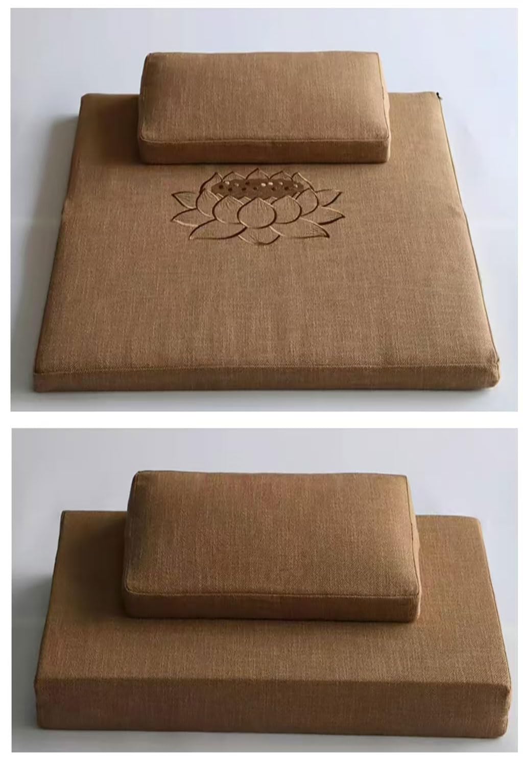 Cojín Grande Y De Meditación,estera De Meditación Cuadrada Hecha A Mano,cojín De Suelo Plegable Portátil Cojines De Yoga De Fibra Con Núcleo De Cáñamo Natura(Size:80x80cm(31x31inch),Color:café)