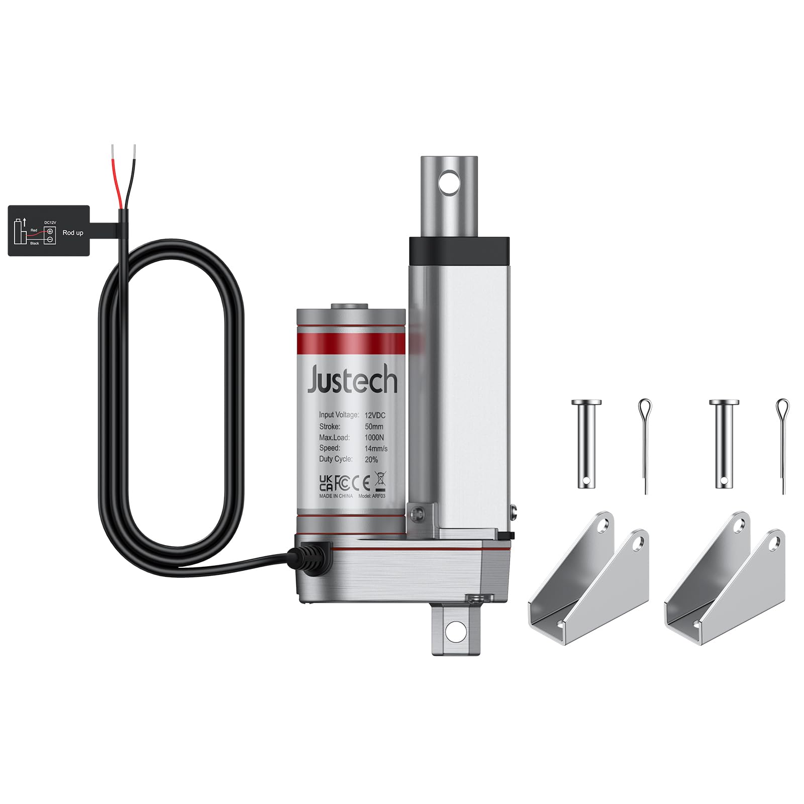 Justech 12V Heavy-Duty Linear Actuator - 6 Inch, 225 LBS (1000N) Silent Operation — Amazon image 9