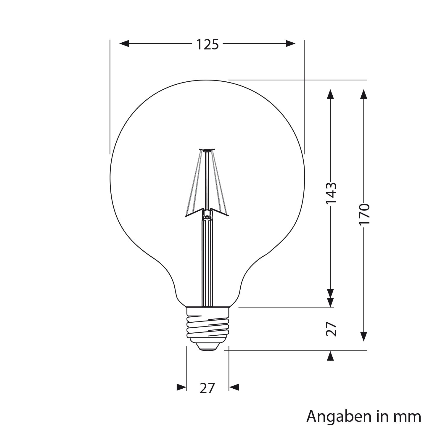 ledscom.de 4 bombillas LED E27, G125, blanco cálido (2700 K), 6,7 W, 660 lm, espejo de cabeza (negro)