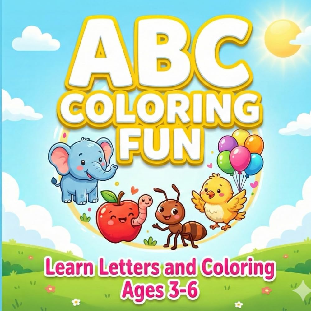 ABC Coloring Fun: First Alphabet Activity Book: Learn Letters A–Z with Fun Coloring Pages for Ages 3–6 | Big & Bold Alphabets | Easy & Simple Drawing Pages Ages 4-6