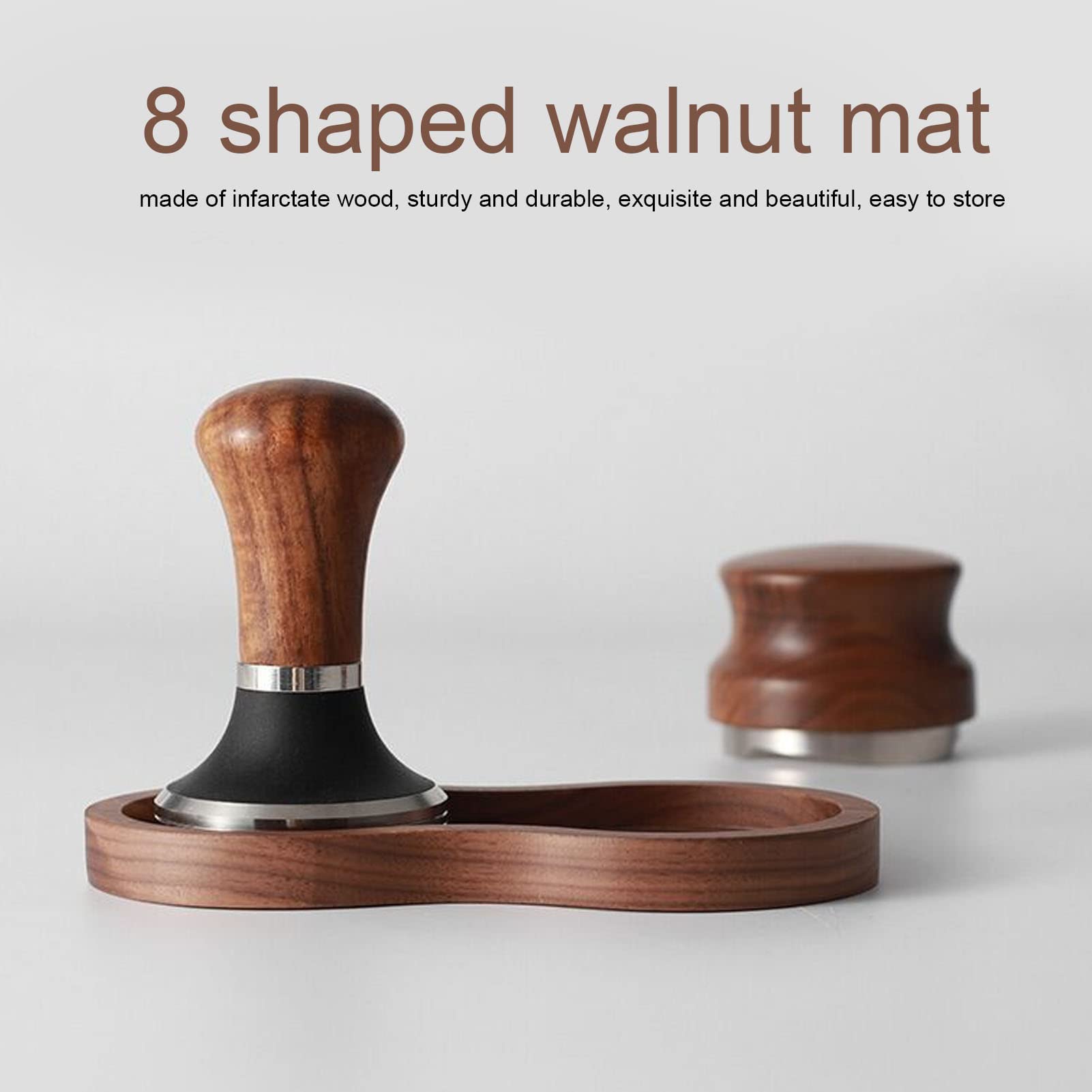 Yctze Pressino Per Caffè 49 Mm - Pestello Staccabile Con Base Piatta E Manico In Legno, Set Con Base Portapressino