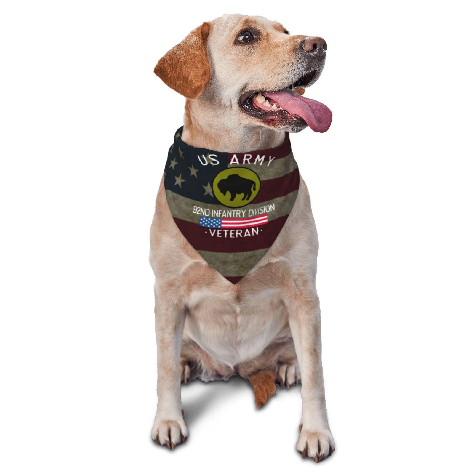 US Army 92nd Infantry Division Veteran Dog Scarf Pet Bandana Cat Pet Bibs
