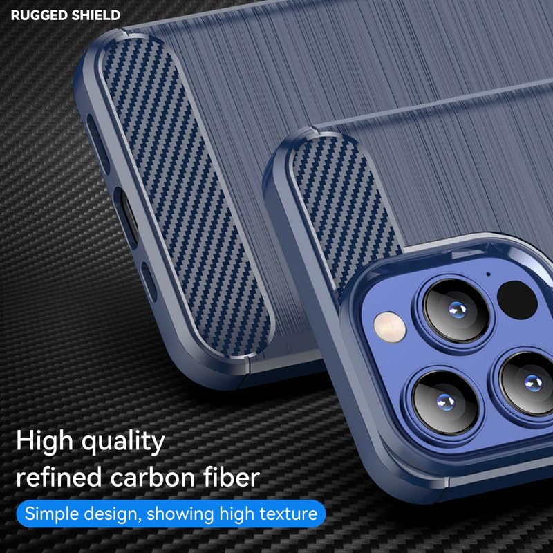 Image of Hybrid Carbon Fiber Back Case for iPhone 13 Pro Max (Blue)