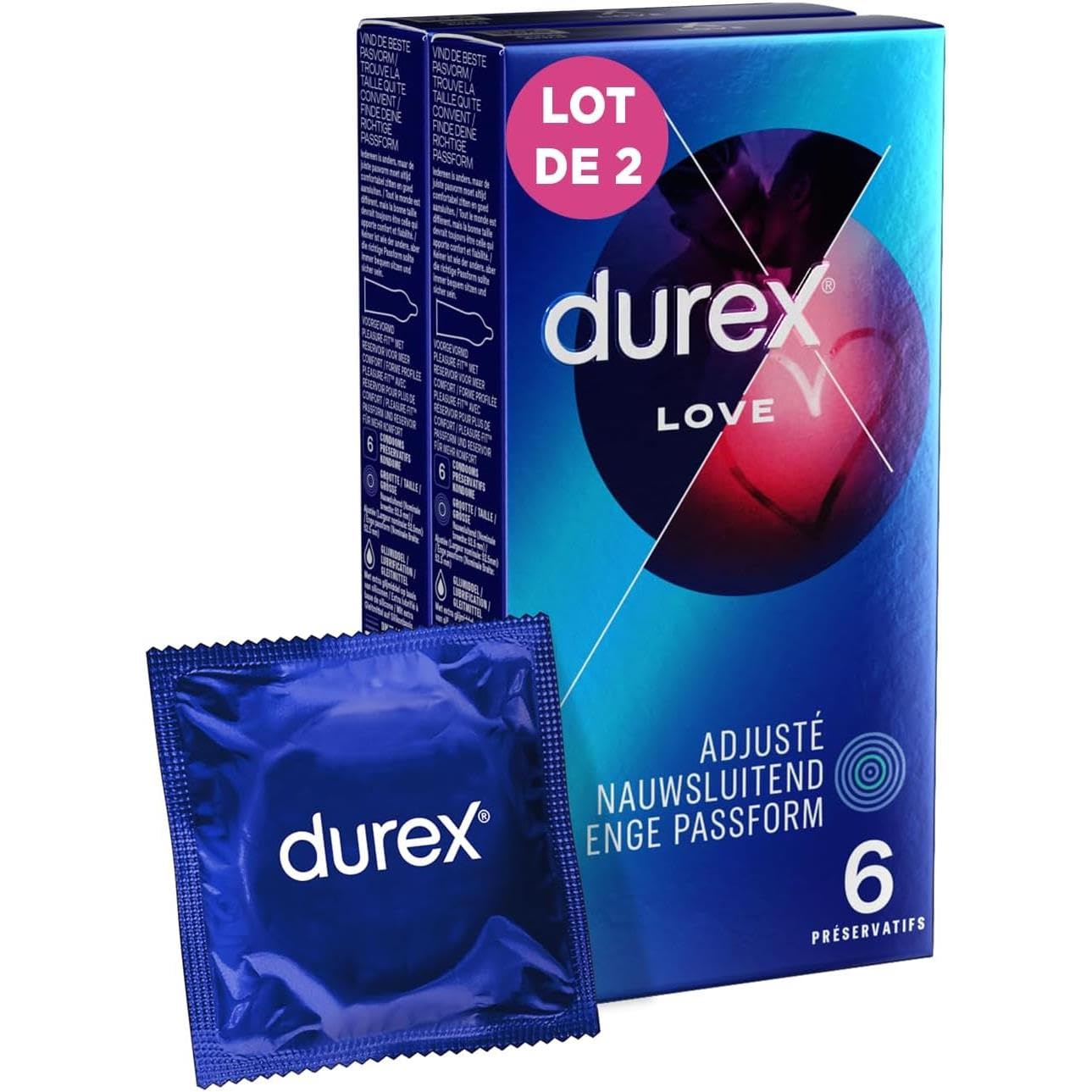 DUREX Lot de 2 Boîtes de 6 Préservatifs Lubrifiés Love