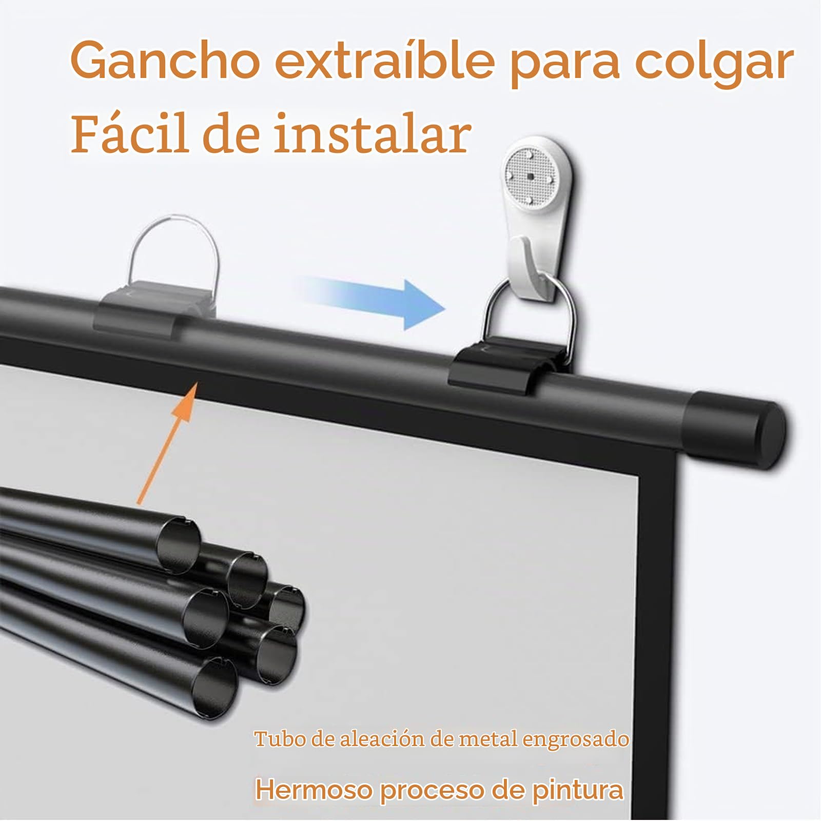 Pantalla De Proyector Desplegable Manual 30" , 40" , 50" , 60" , 72"，Pantalla De Proyección Antiluz HD，Montado En Pared Y Techo,Apto Para Todos Los Proyectores，para Cine En Casa, Escuela, Oficina(16:9