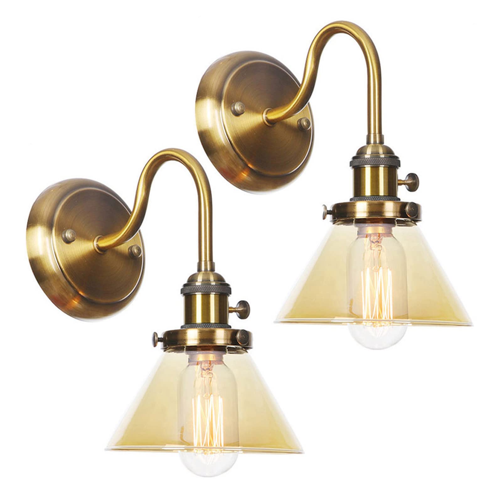 2 Pack Wall Lights, Vintage Wall Light Fittings Wall Sconce Lamp, with Clear Glass Lampshade, Metal Wall Sconce E27 Base for Loft Bar, Kitchen, Living Room,I