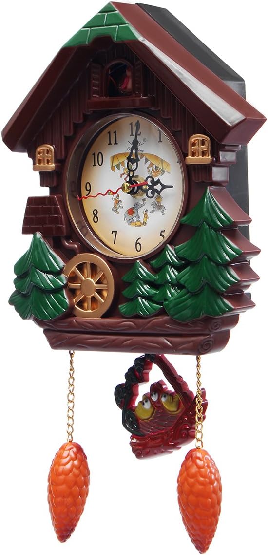 HAPYLY Cartoon Wall Cuckoo Clock Creative for Children's Room Classroom Bedroom Wall Decor Gift