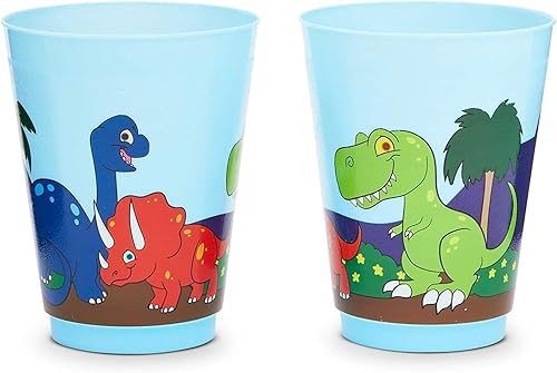 Miniatura 3 de BLUE PANDA Paquete de 16 tazas de dinosaurio de plástico para niños, recuerdos de fiesta de dinosaurios de dibujos animados para suministros de