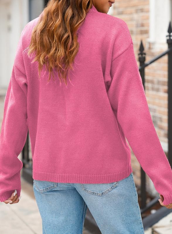 Dokotoo Cardigan Sweaters for Women Casual Open Front Long Sleeve Button Down Knit Outwear Stand Collar Fall Fashion 2024 - Image 3