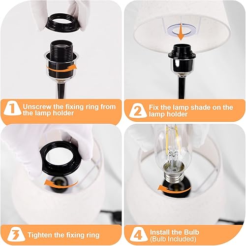 Miniatura 8 de Juego de 2 lámparas de noche beige para el hogar, lámparas LED incluidas, lámpara de control táctil con puertos de carga USB C+A y salida de CA,