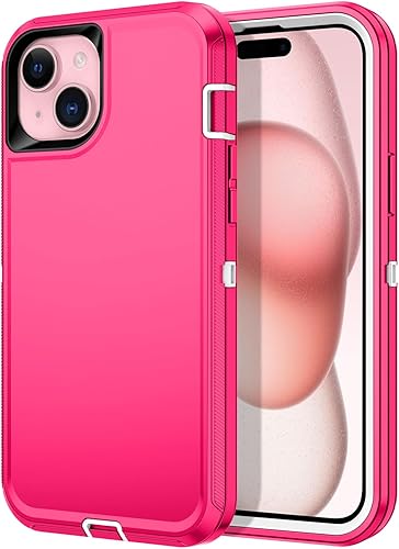 I-HONVA Funda para iPhone 15 Plus a prueba de golpes, a prueba de polvo y caídas, 3 capas de protección de cuerpo completo sin protector de