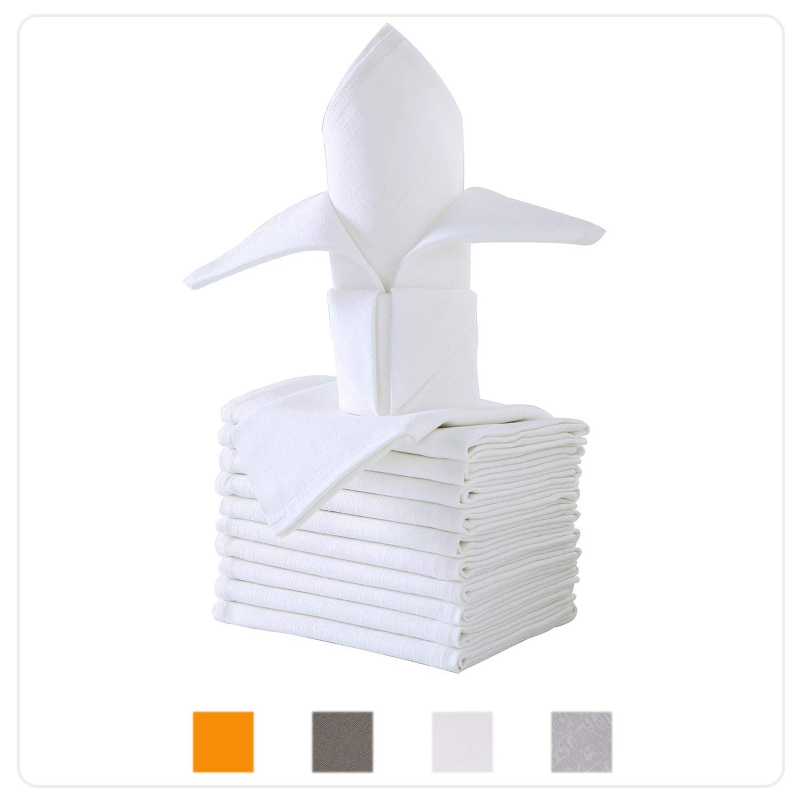 MILLANDON Dinner Cloth Napkins 12 Pack, 20x20 Inches, 100% Cotton Soft Linens Washable Reusable Durable Cloth Napkins for Holiday Everyday Use Easter Restaurant Kitchen Weddings, White