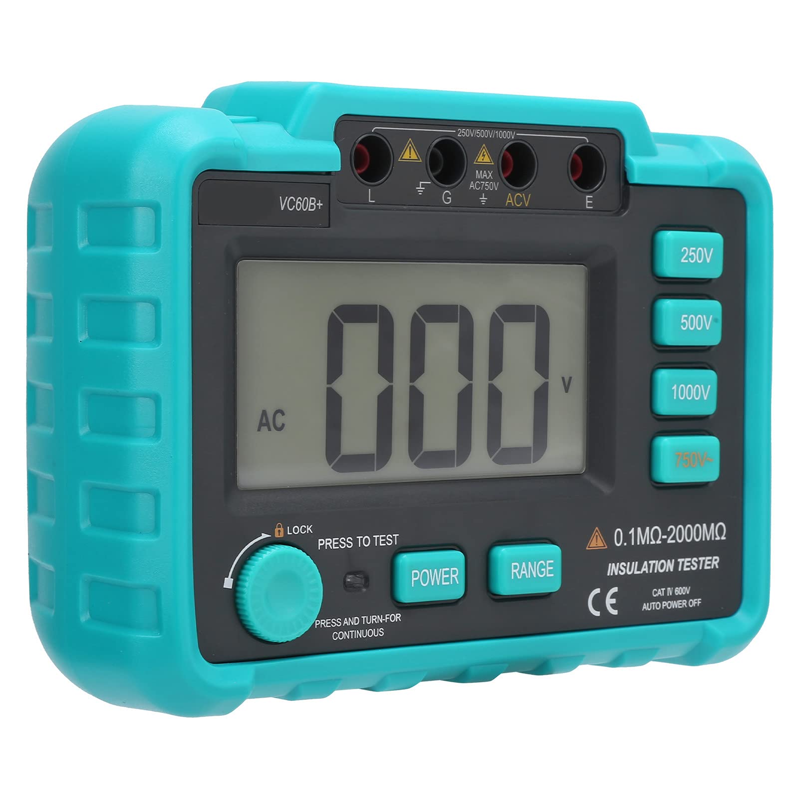 Omabeta VC60B+ Multimetr Cyfrowy Mały Tester Rezystancji Izolacji Elektrycznej dla Kabli i Silników z Wyświetlaczem LCD 250 V/500 V/1000 V